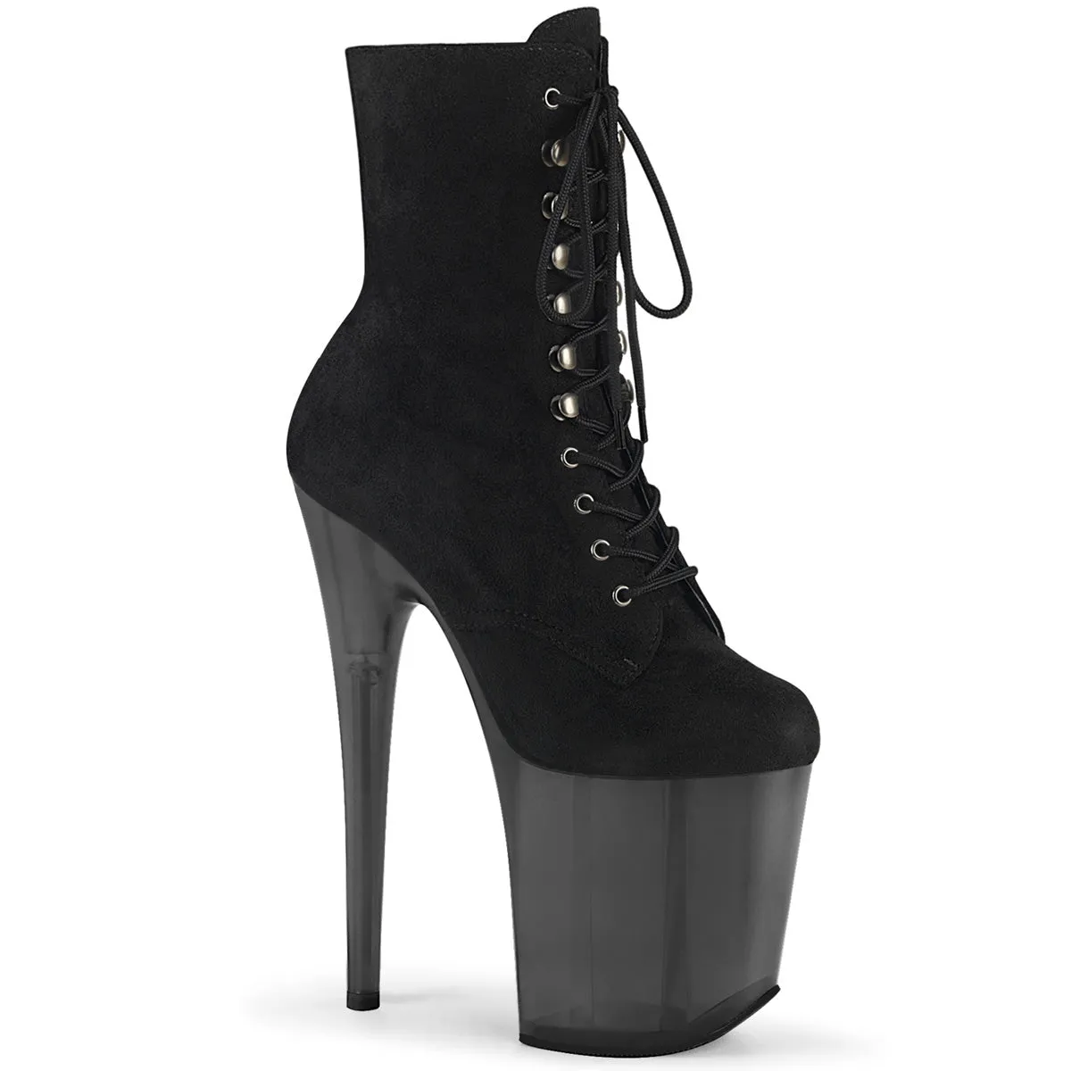 Flamingo-1020FST Black Faux Suede/Frosted Black, 8" Heels