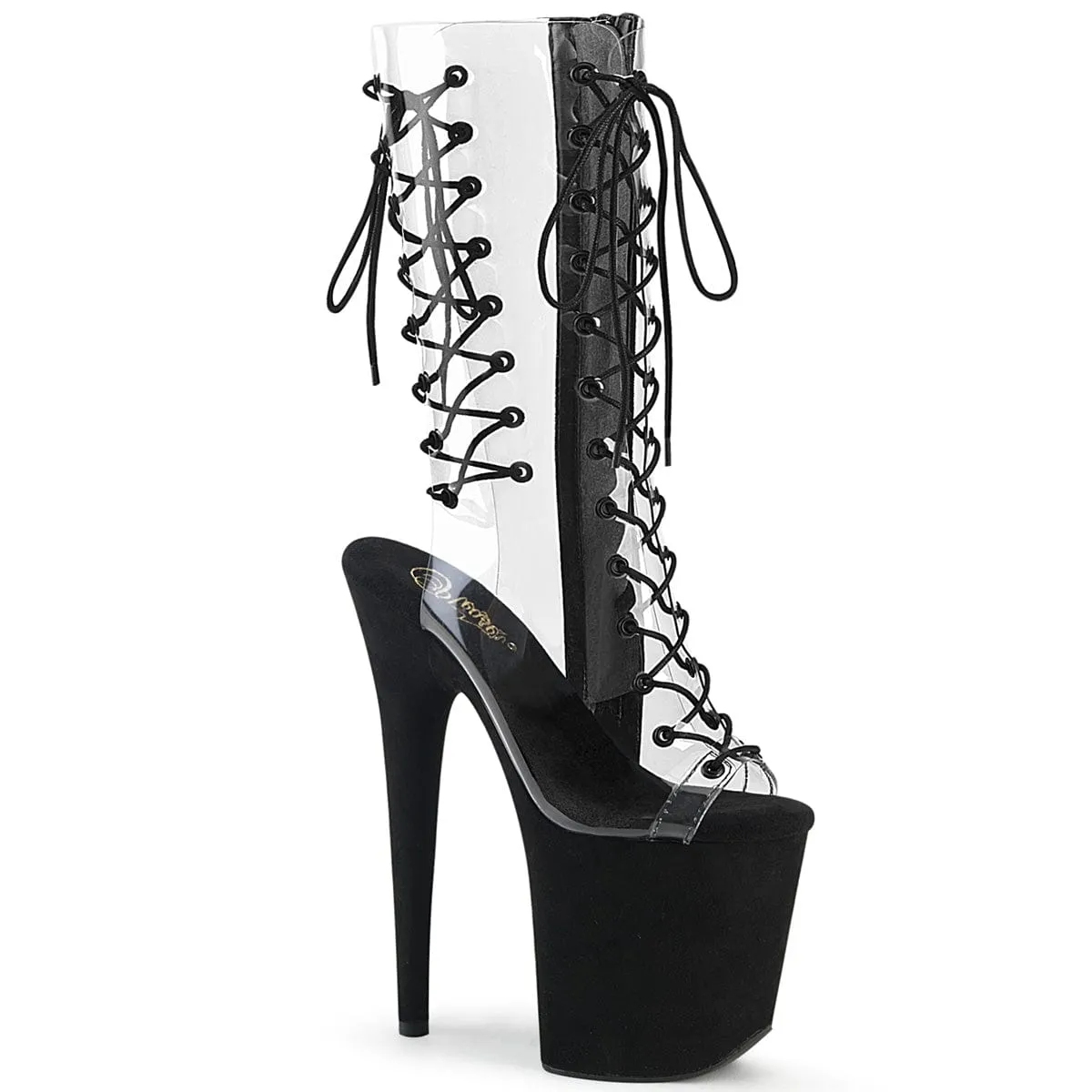 FLAMINGO-800-60FS Clear/Black Faux Suede