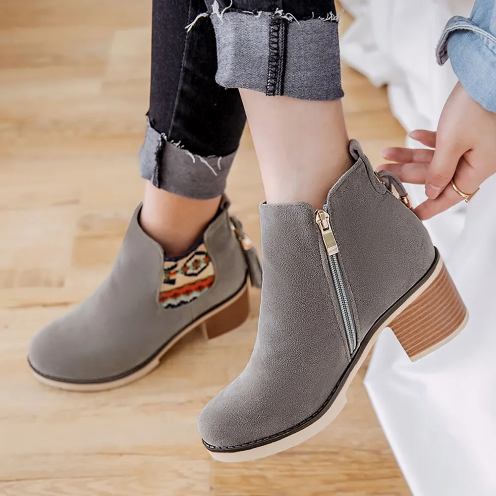 Fringe Heels Winte Western Fashion Ankle Boots