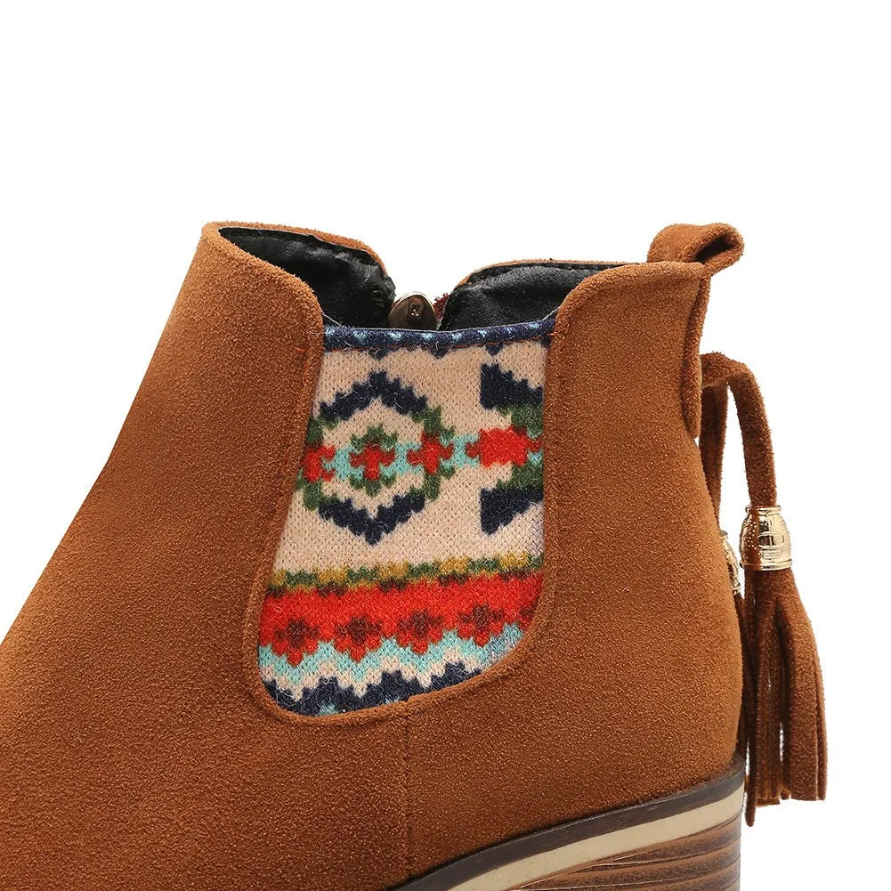 Fringe Heels Winte Western Fashion Ankle Boots
