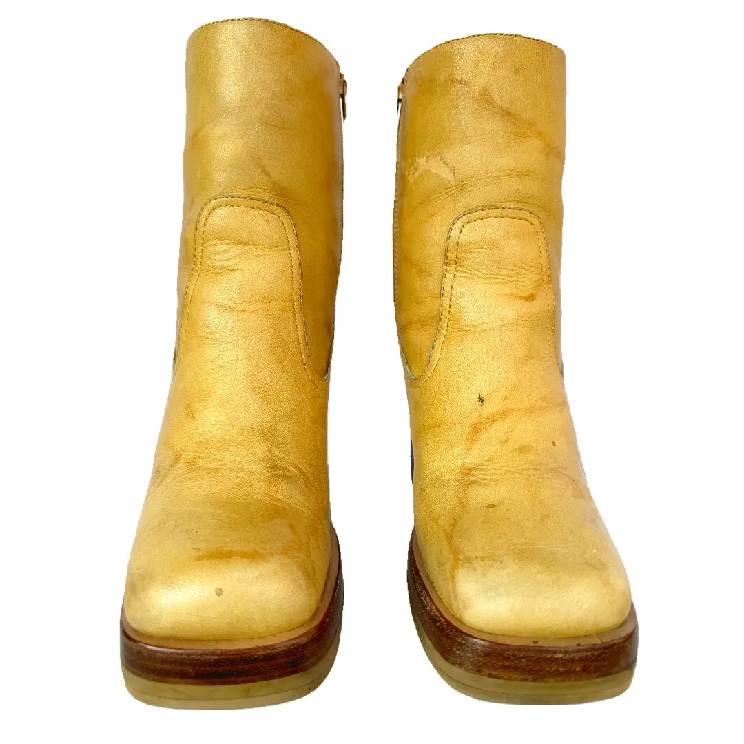 FRYE Vintage Y2K Karma Platform Banana Zippered Short Ankle Bootie Boots