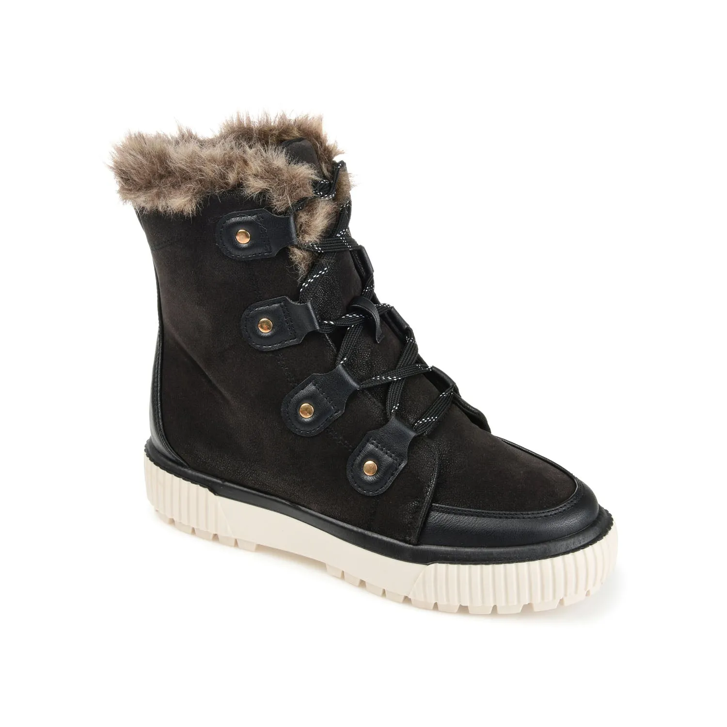 GLACIER LACE-UP SNOW BOOTIES IN FAUX SUEDE