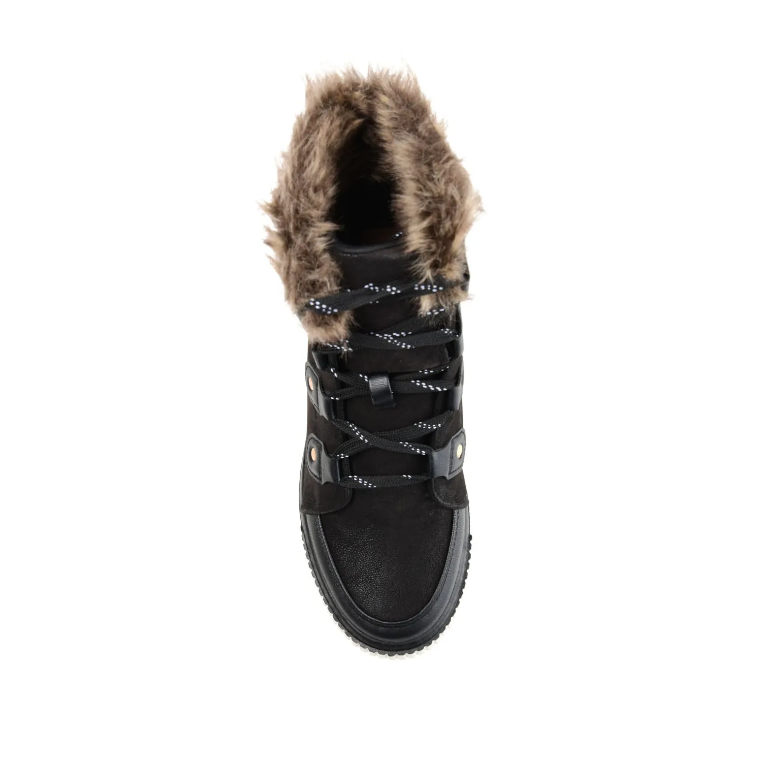 GLACIER LACE-UP SNOW BOOTIES IN FAUX SUEDE