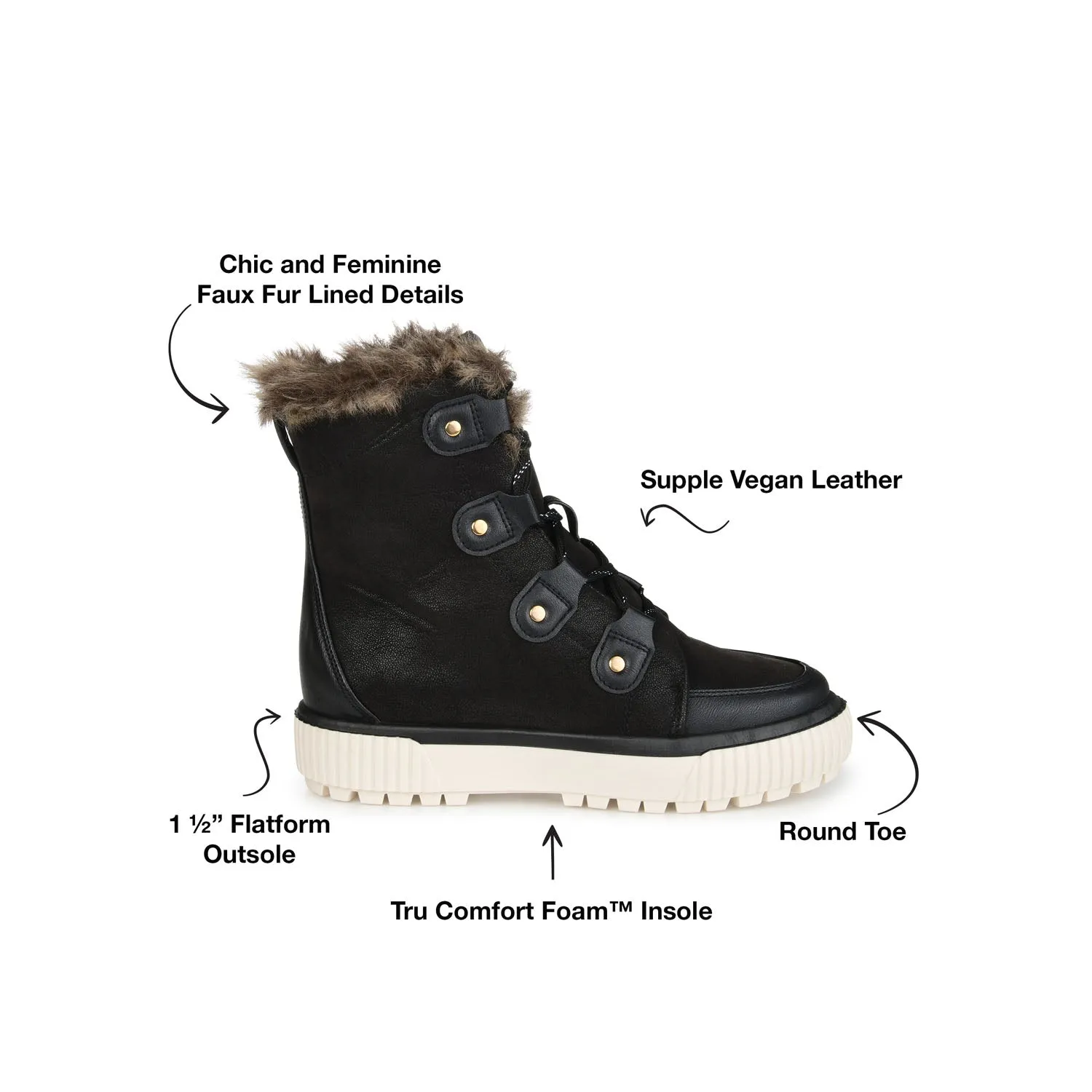 GLACIER LACE-UP SNOW BOOTIES IN FAUX SUEDE