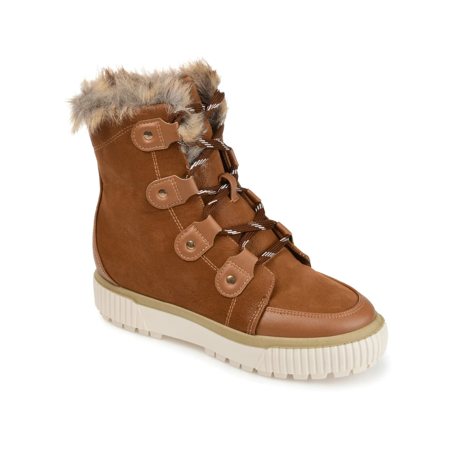 GLACIER LACE-UP SNOW BOOTIES IN FAUX SUEDE