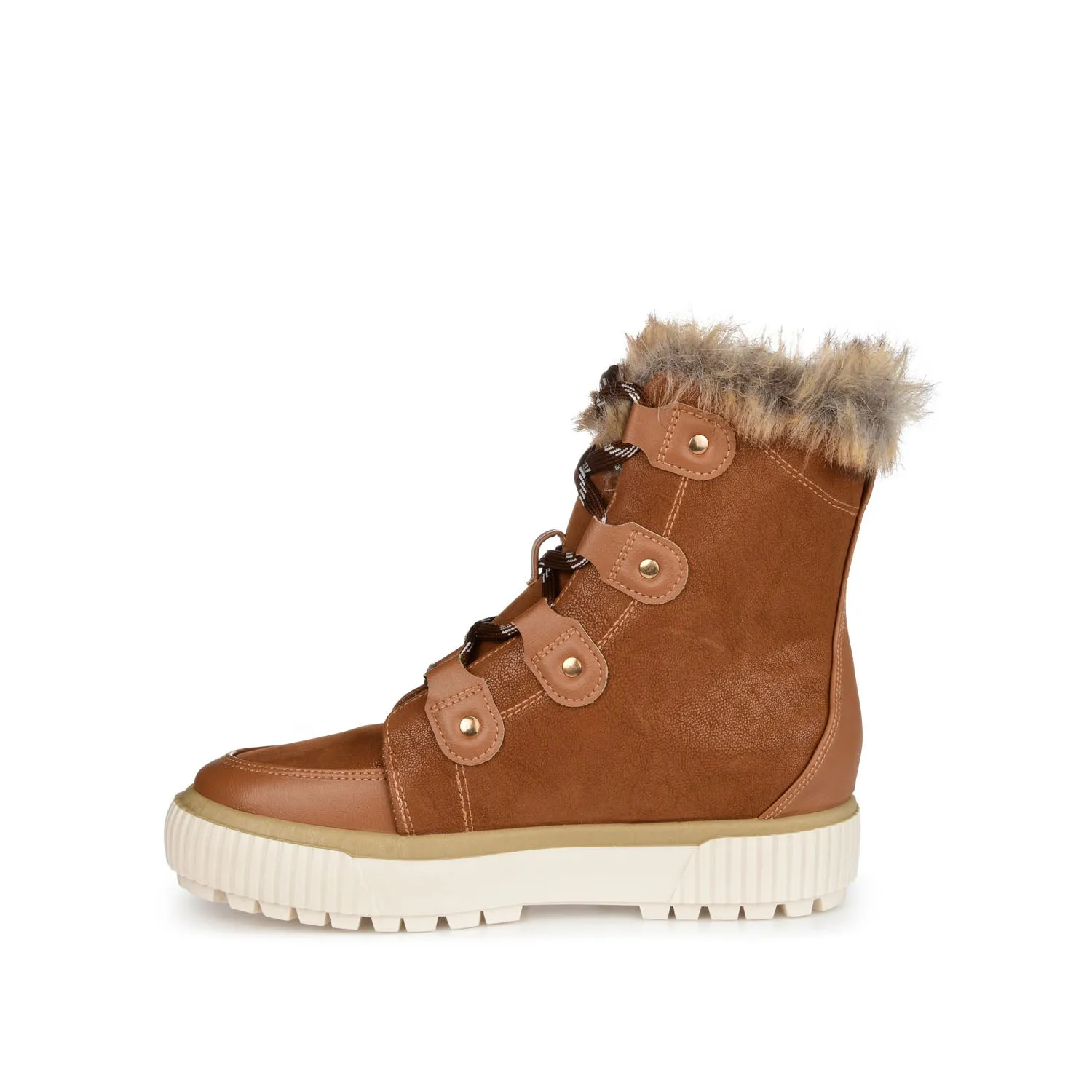 GLACIER LACE-UP SNOW BOOTIES IN FAUX SUEDE