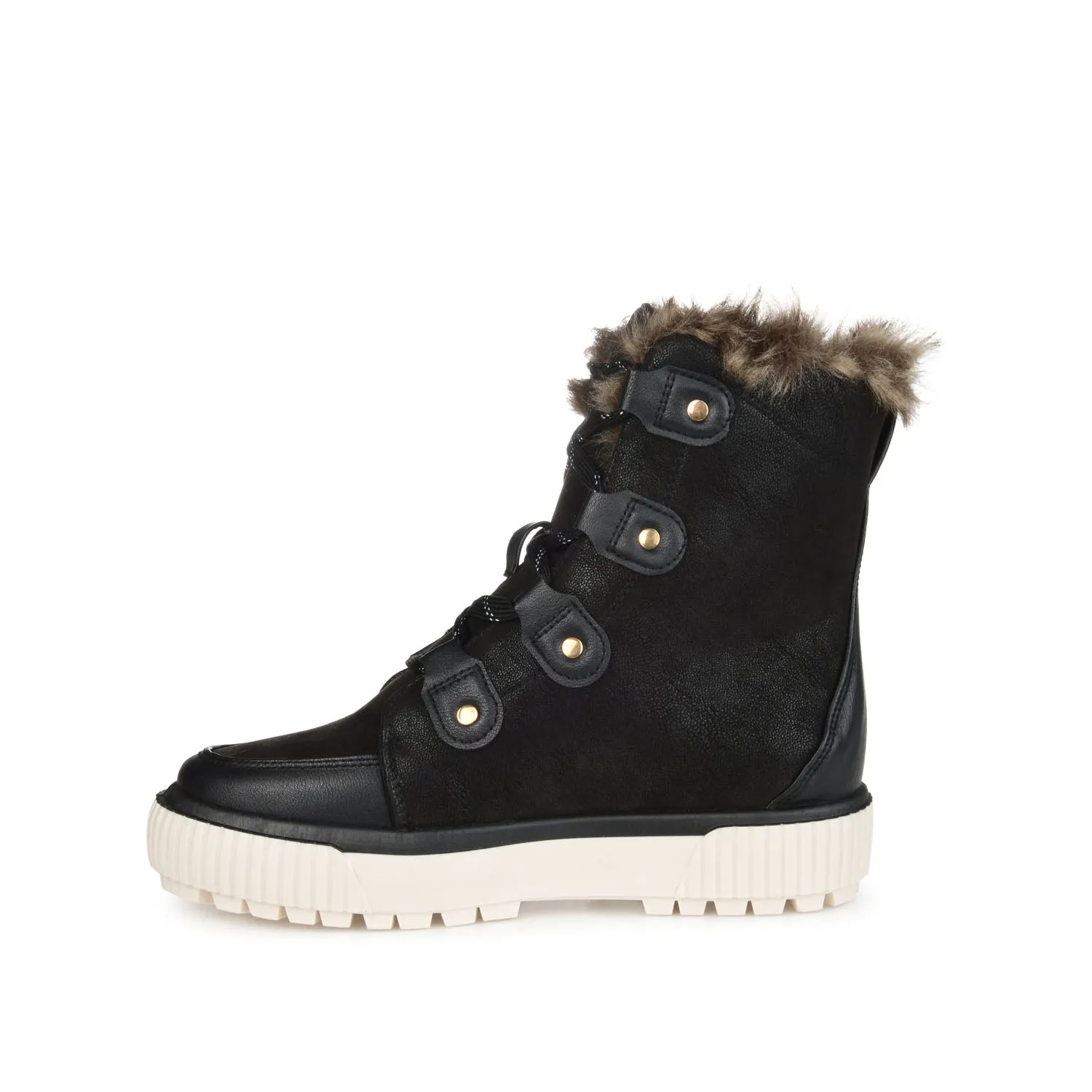 GLACIER LACE-UP SNOW BOOTIES IN FAUX SUEDE