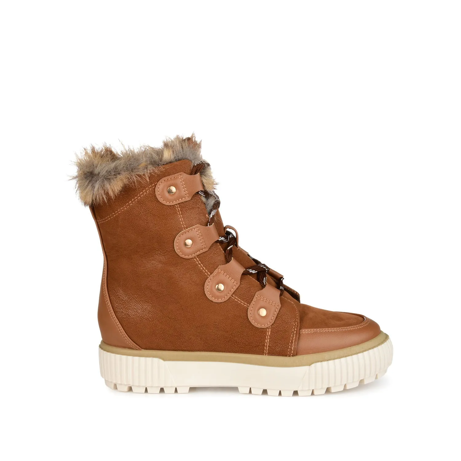 GLACIER LACE-UP SNOW BOOTIES IN FAUX SUEDE