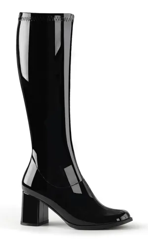 GOGO-300 Black Stretch Patent Gogo Boots