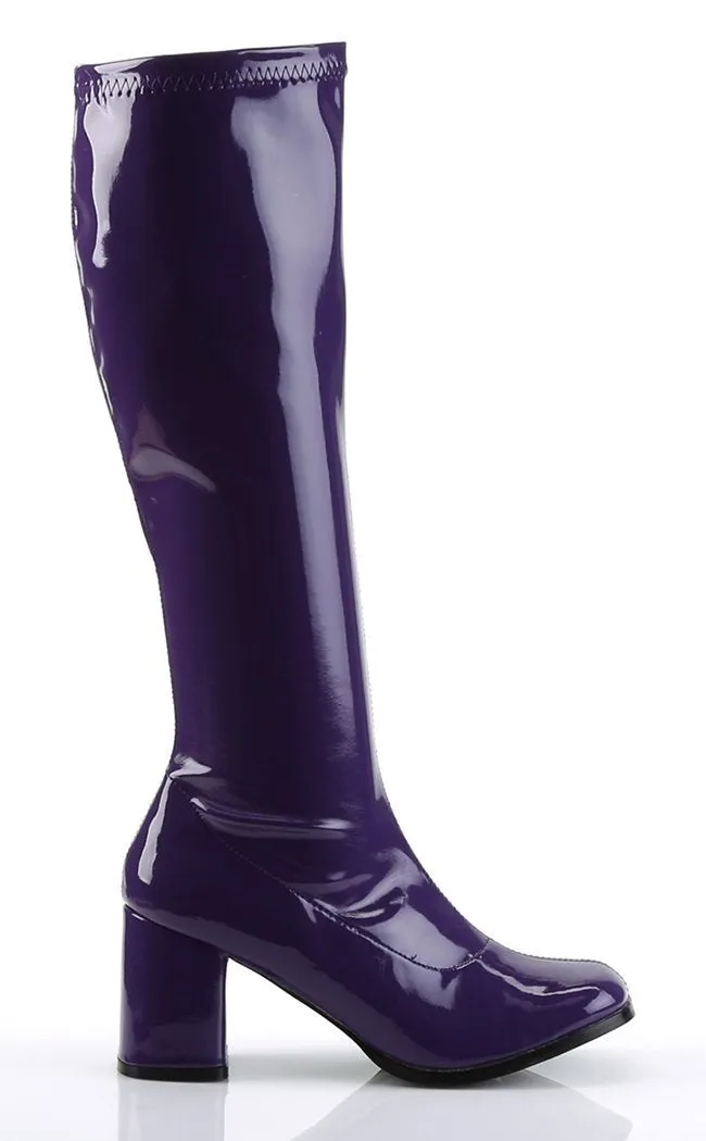 GOGO-300 Purple Stretch Patent Gogo Boots