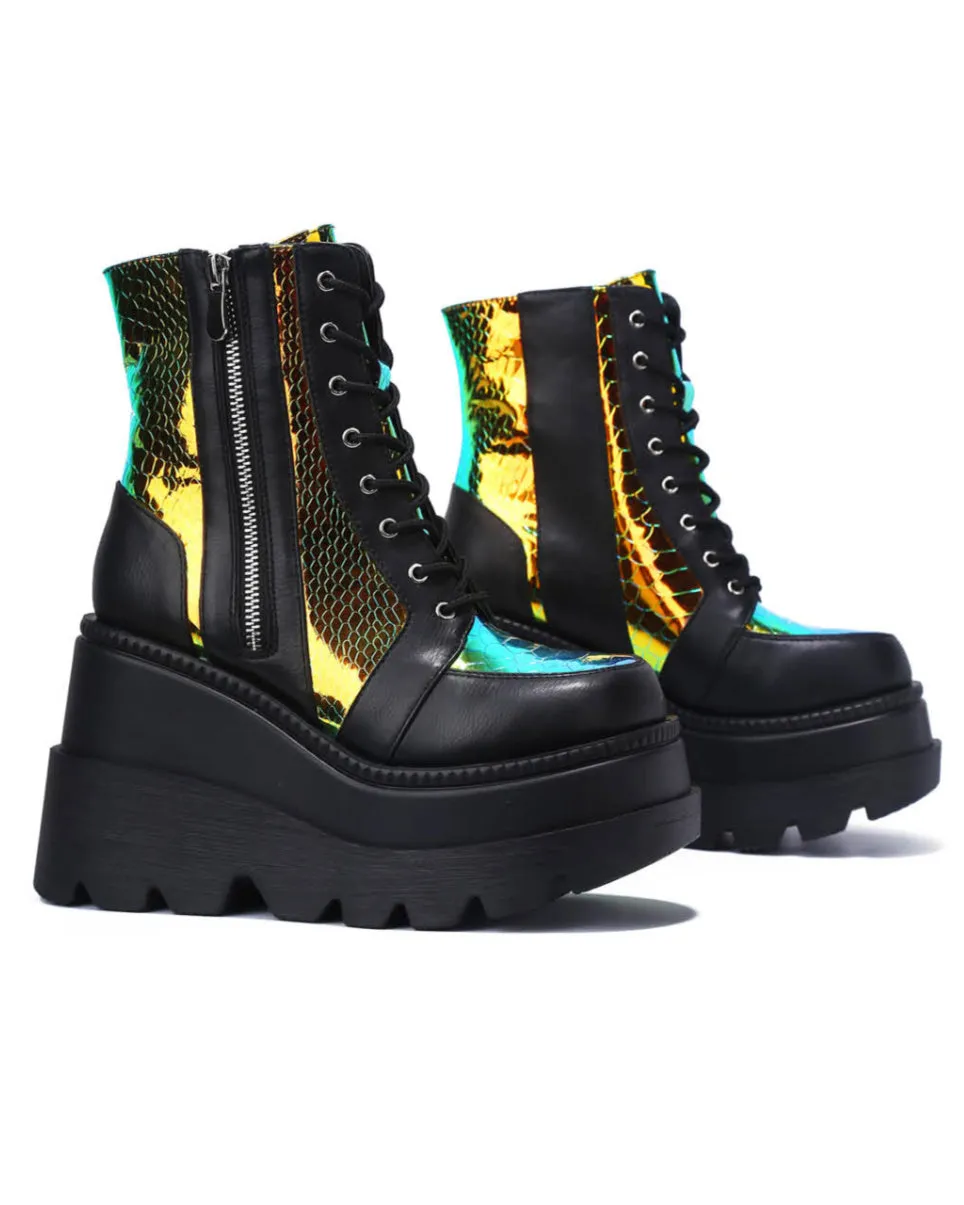 Golden Viper Black Platform Boots
