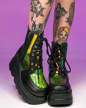Golden Viper Black Platform Boots