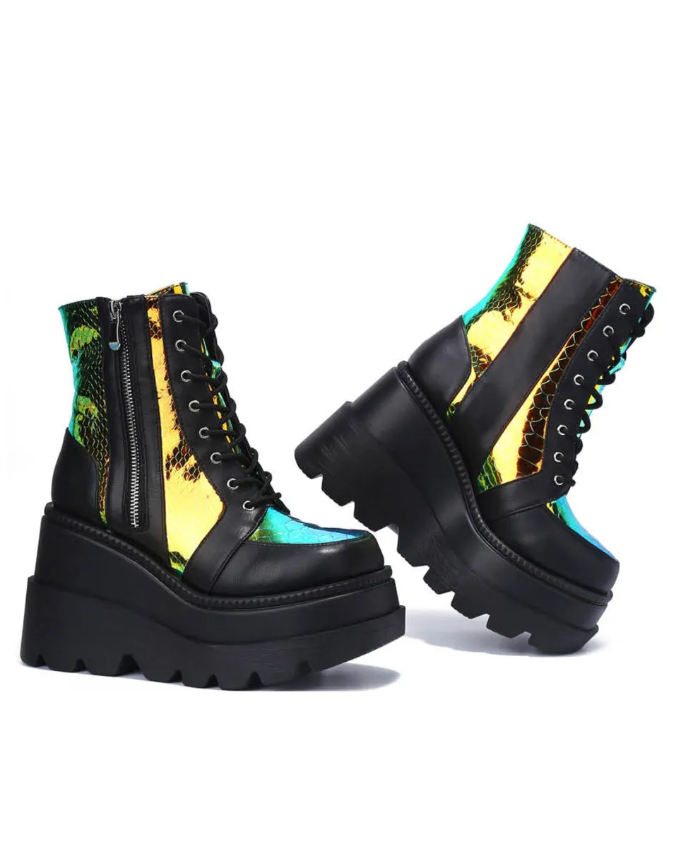 Golden Viper Black Platform Boots