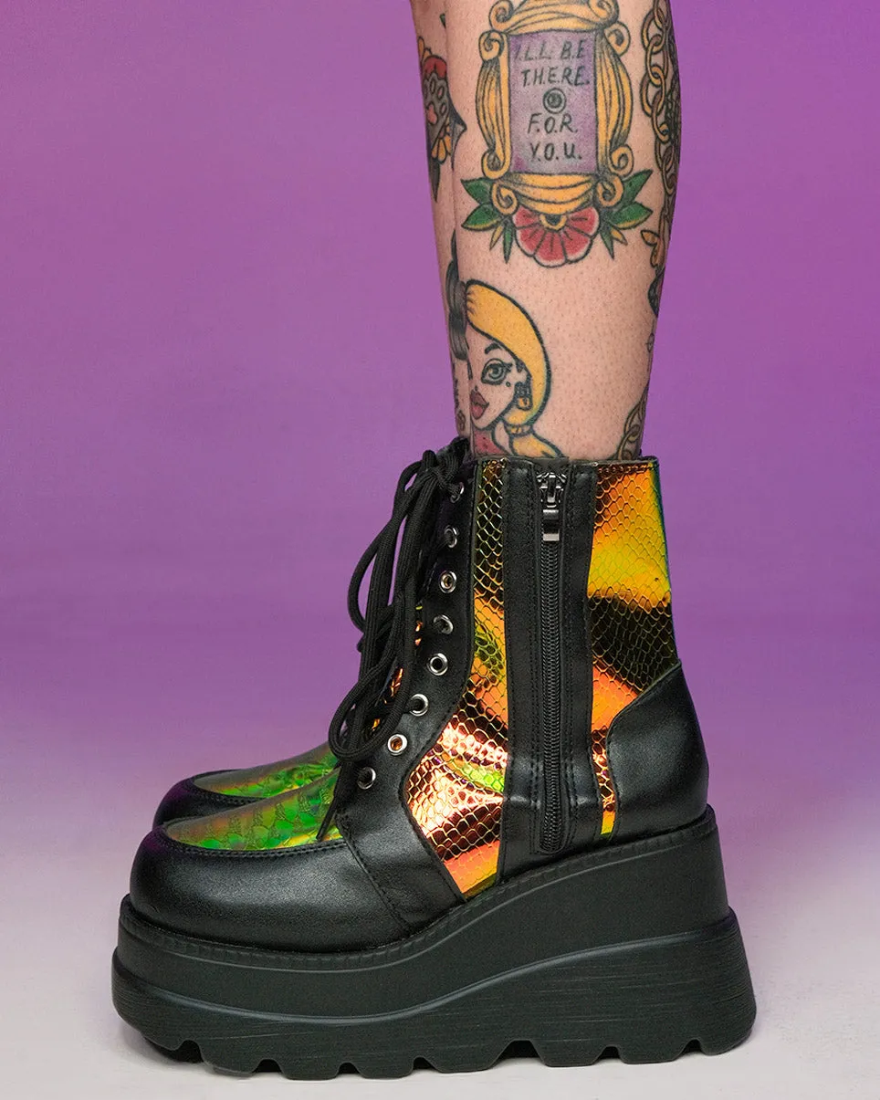 Golden Viper Black Platform Boots