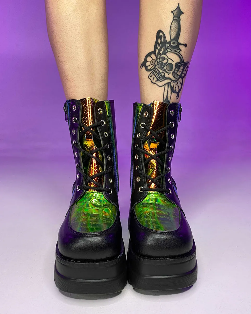 Golden Viper Black Platform Boots