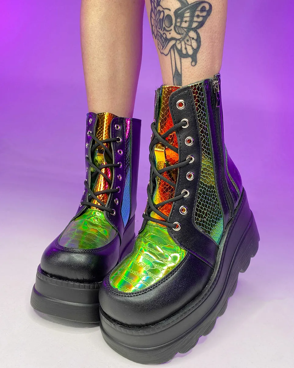 Golden Viper Black Platform Boots