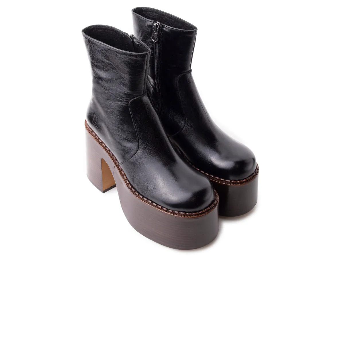 Gunner Black Leather & Brown Sole