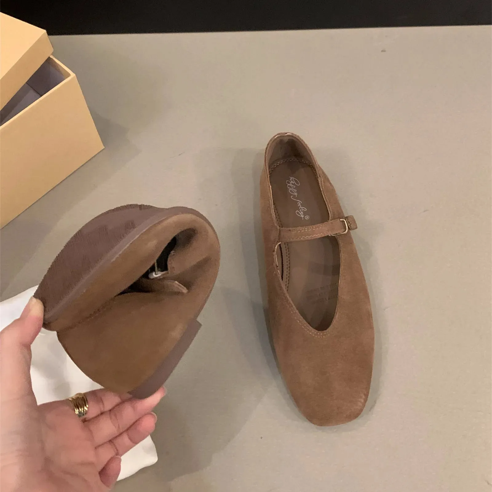 Hnzxzm 2024 Spring New Brand Women Flats Round Toe Shallow Slip On Ladies Casual Ballet Shoes Soft Leather Eelgant Dress Shoes