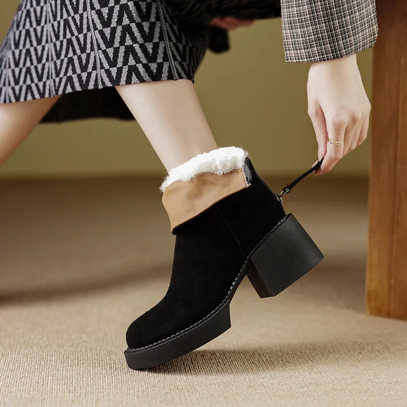Jolie Suede Platform Boots Black
