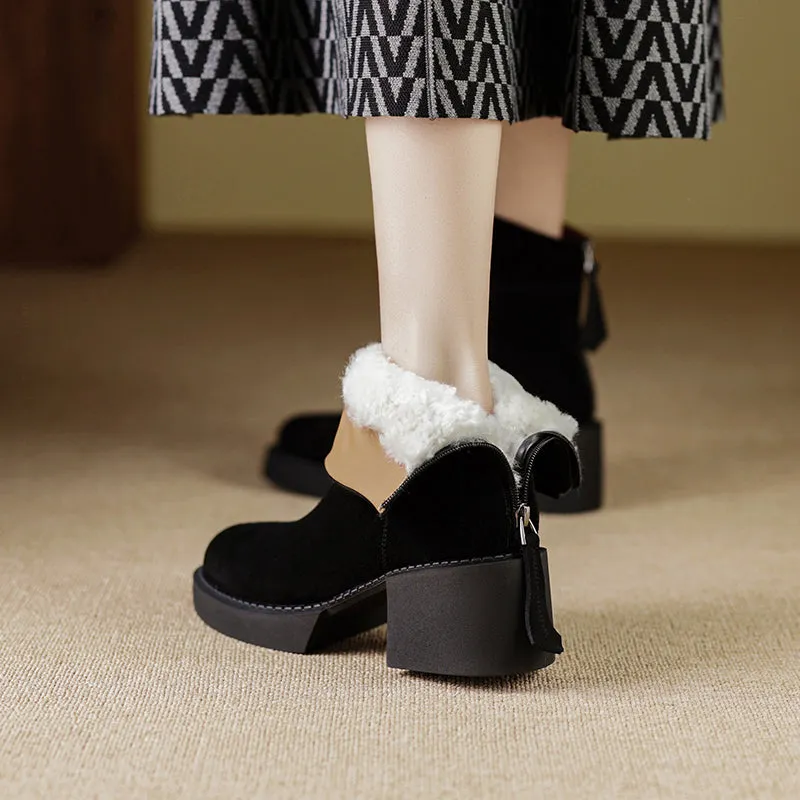 Jolie Suede Platform Boots Black