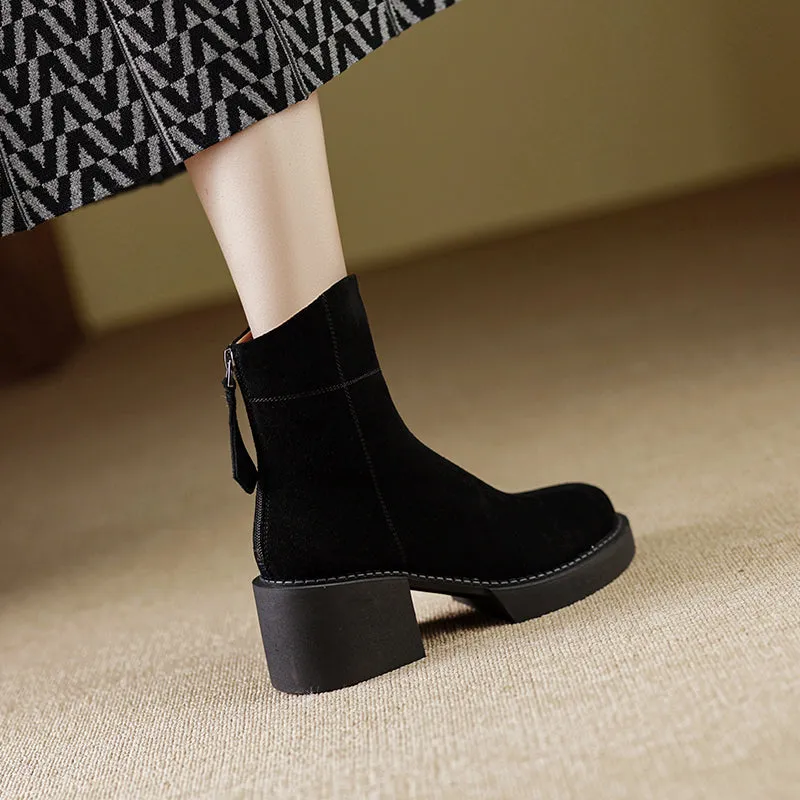 Jolie Suede Platform Boots Black
