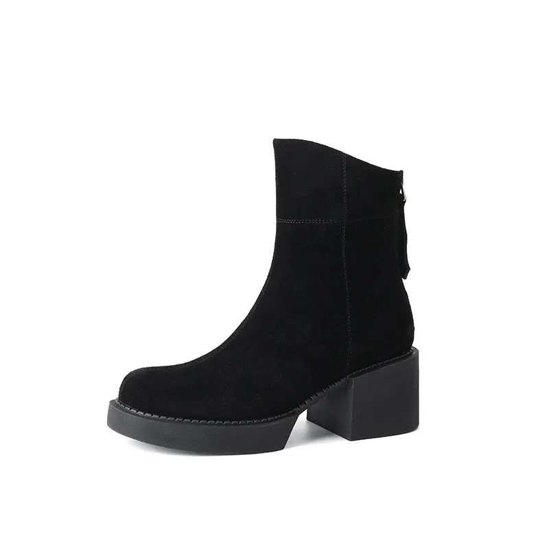 Jolie Suede Platform Boots Black