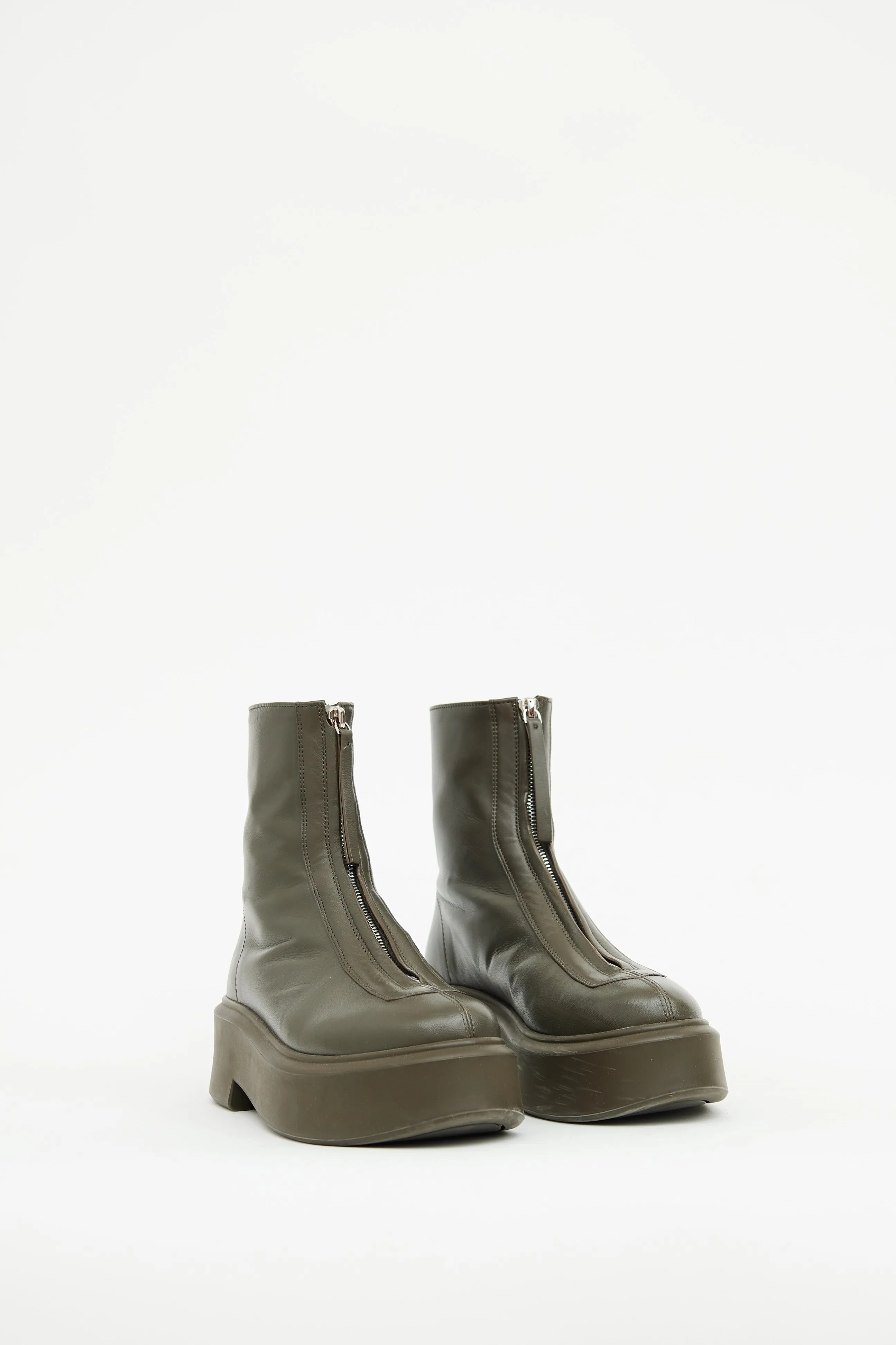 Khaki Zip Ankle Boot