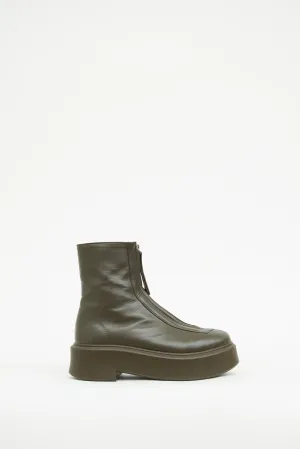 Khaki Zip Ankle Boot