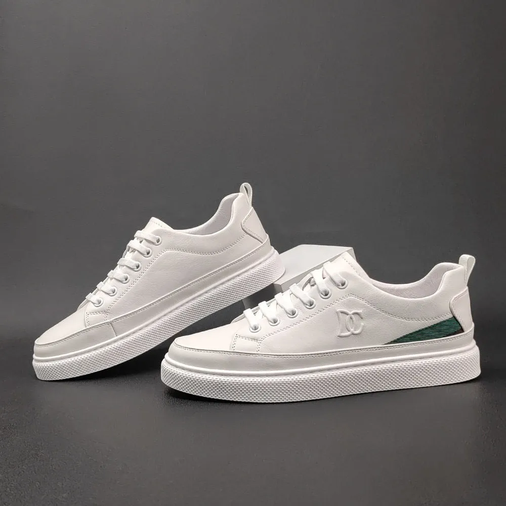 Men Fashion Casual Leather Flat Skate Shoes