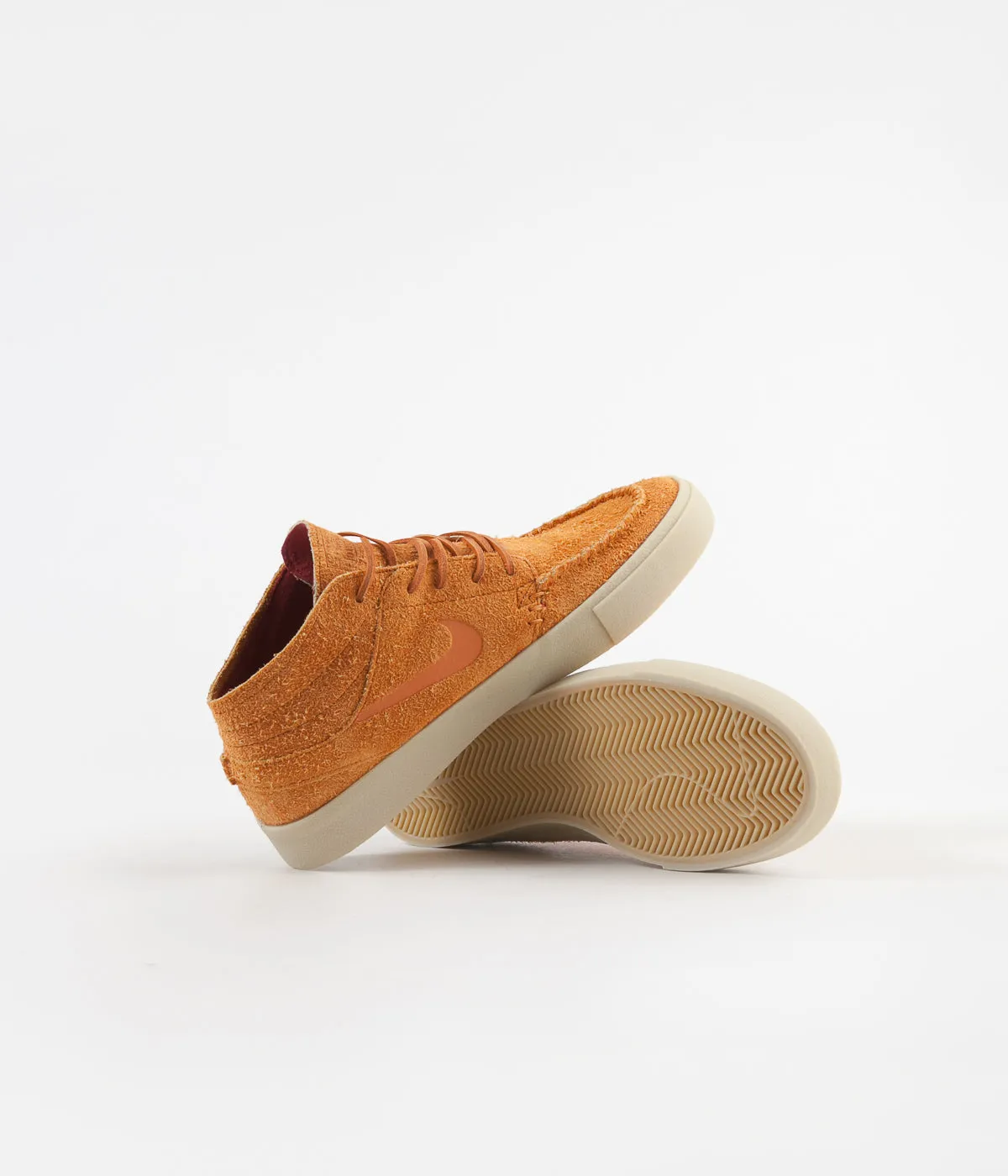 Nike SB Janoski Mid Crafted Shoes - Cinder Orange / Cinder Orange - Team Gold