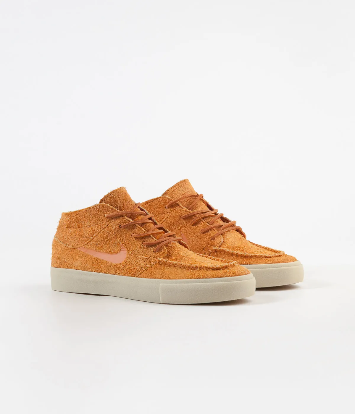 Nike SB Janoski Mid Crafted Shoes - Cinder Orange / Cinder Orange - Team Gold