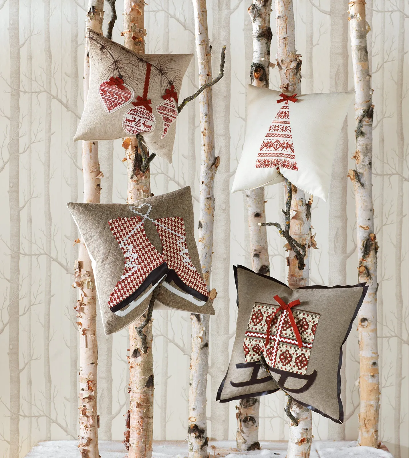 Nordic Holidays Skate the Cold Away Throw Pillow Cover 20x20