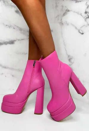 Pink Perfection Pink Faux Leather Platform Boots Limited Edition