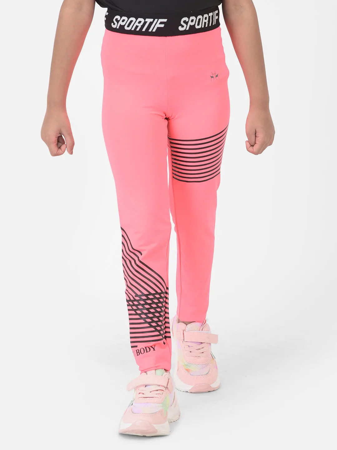 Pink Printed High Waisted Track Pants