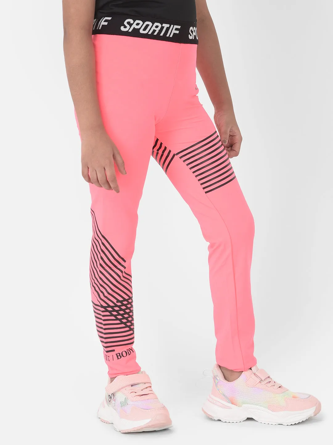 Pink Printed High Waisted Track Pants