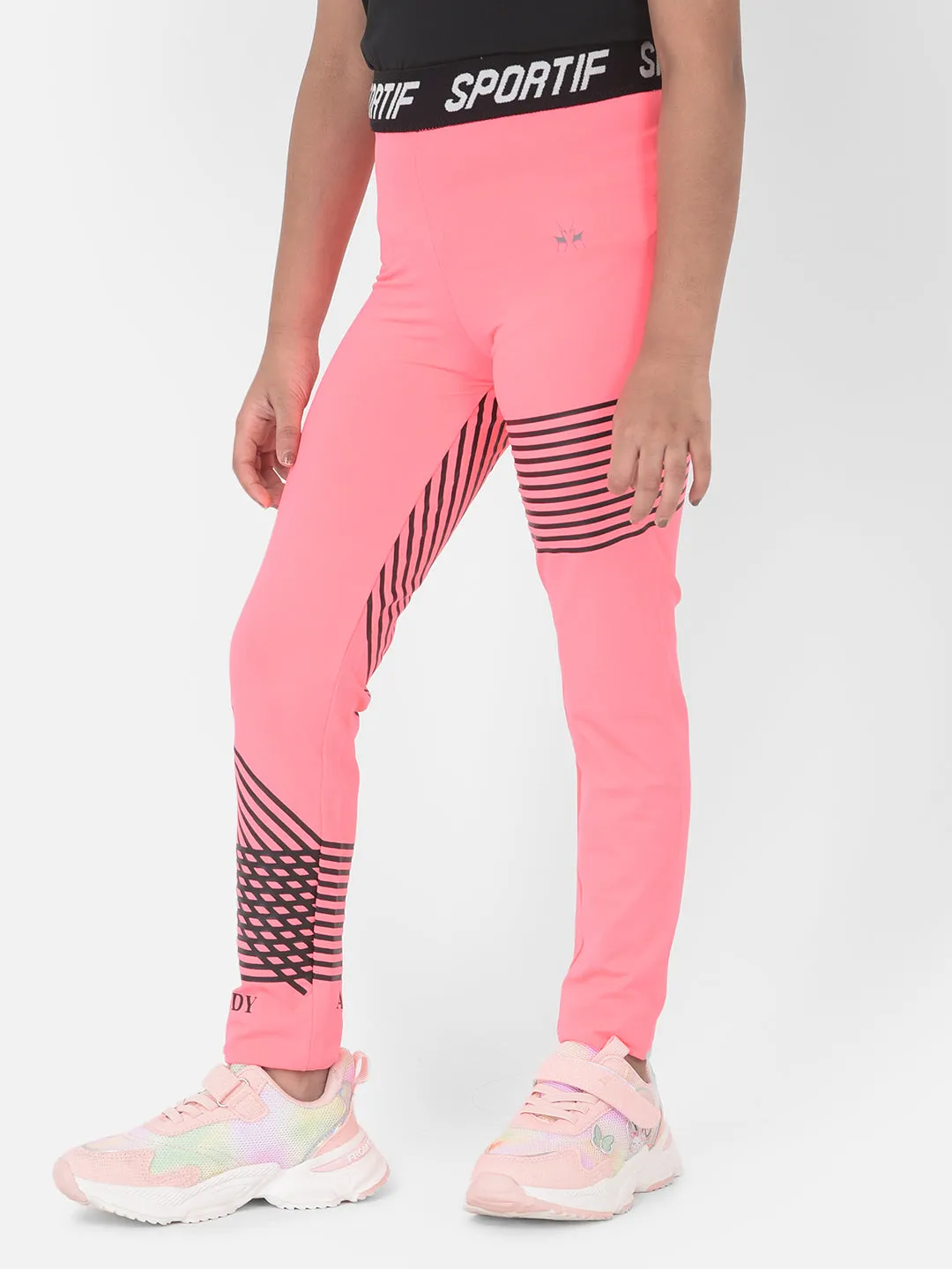 Pink Printed High Waisted Track Pants