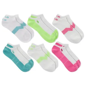 Polo Ralph Lauren Women's 6-Pack Contrast Arch Support Low Cut Socks