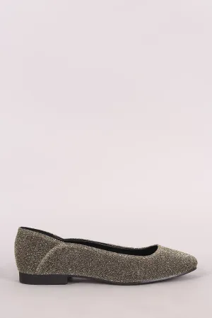 Qupid Metallic Glitter Mesh Round Toe Ballet Flat