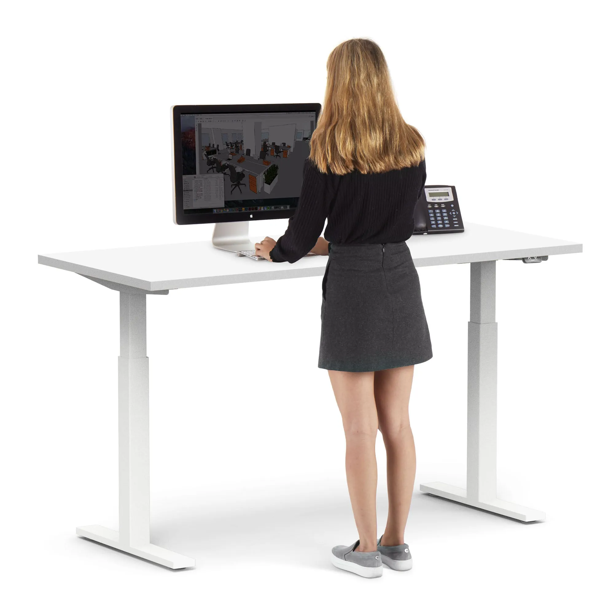 Series L 2S Adjustable Height Single Desk, White Legs