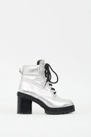 Silver Metallic Leather Crosby Platform Boot