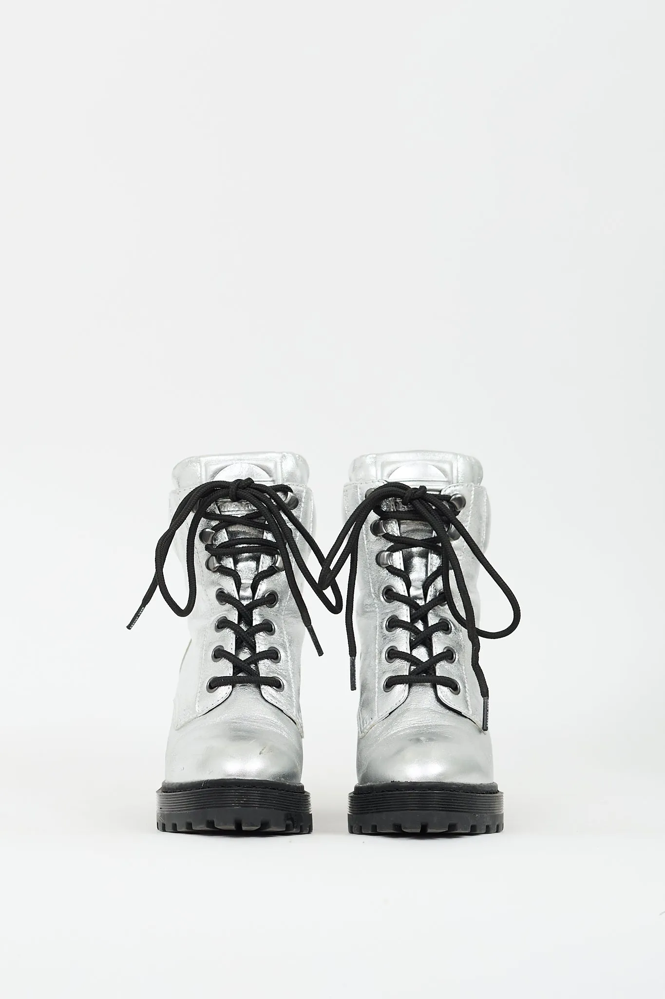 Silver Metallic Leather Crosby Platform Boot