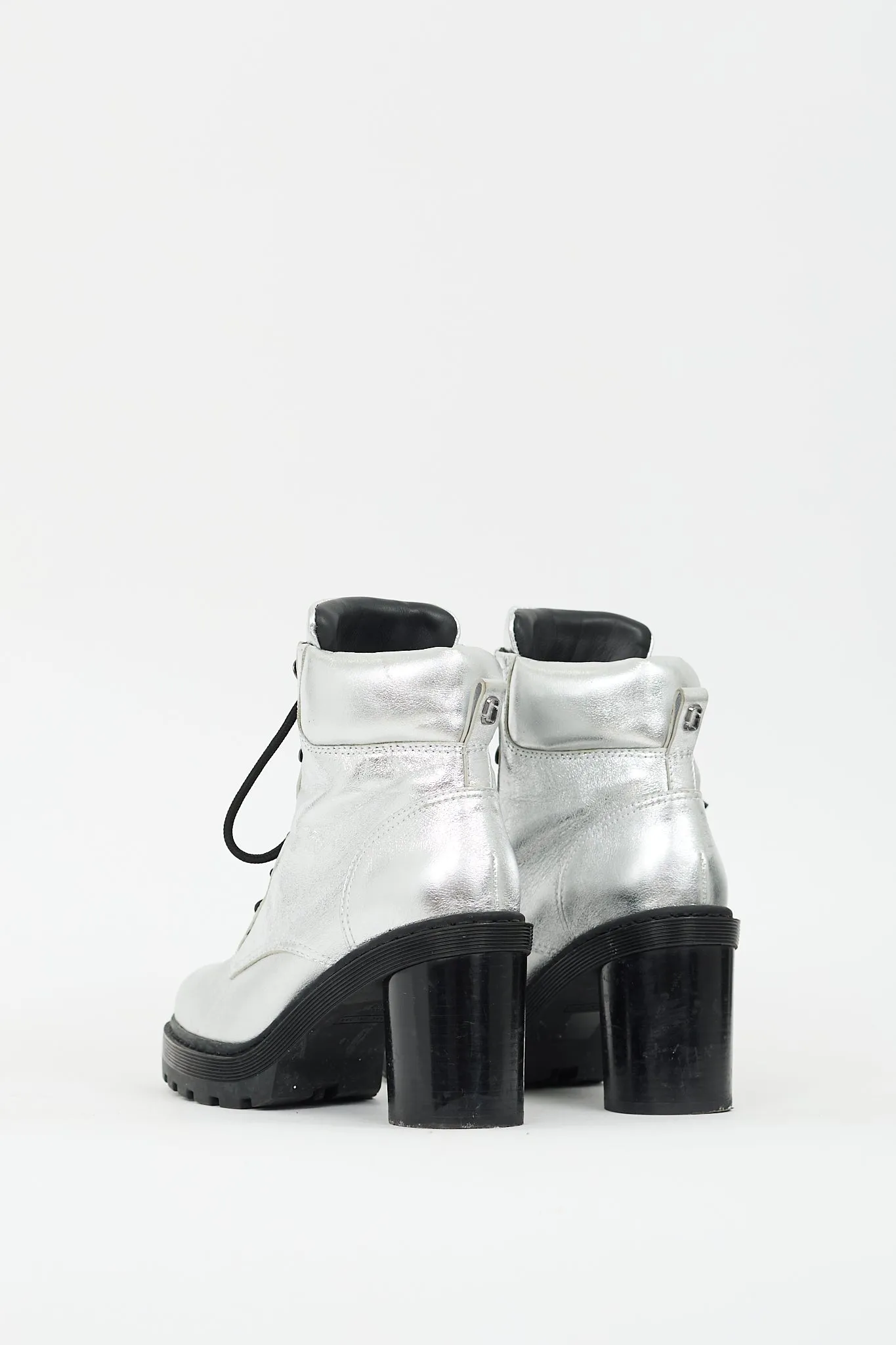 Silver Metallic Leather Crosby Platform Boot