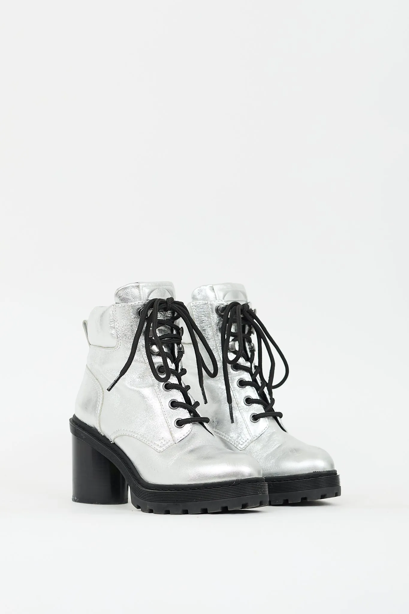 Silver Metallic Leather Crosby Platform Boot
