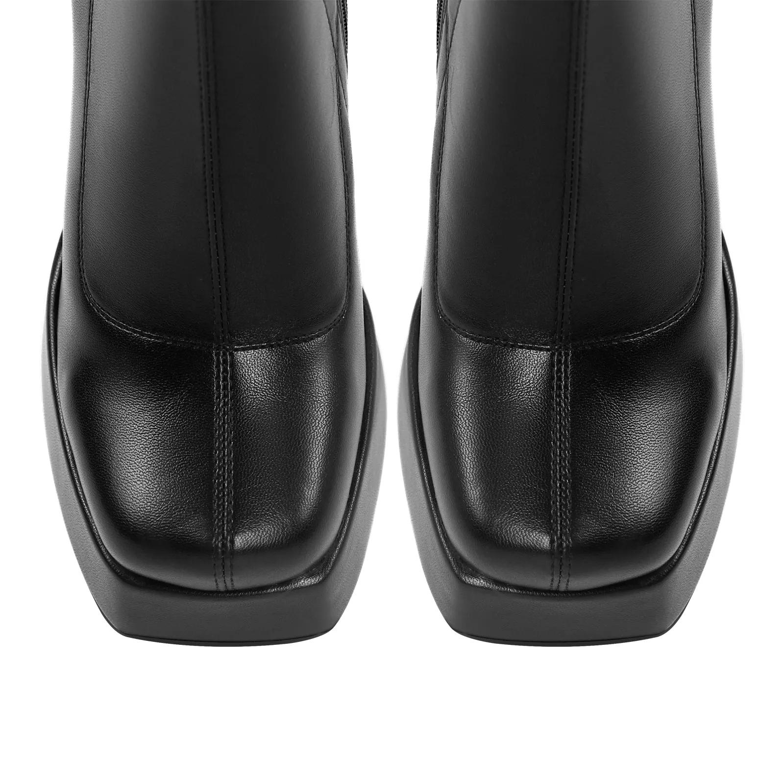 Square Toe Chunky Platform Zipper Ankle Boots