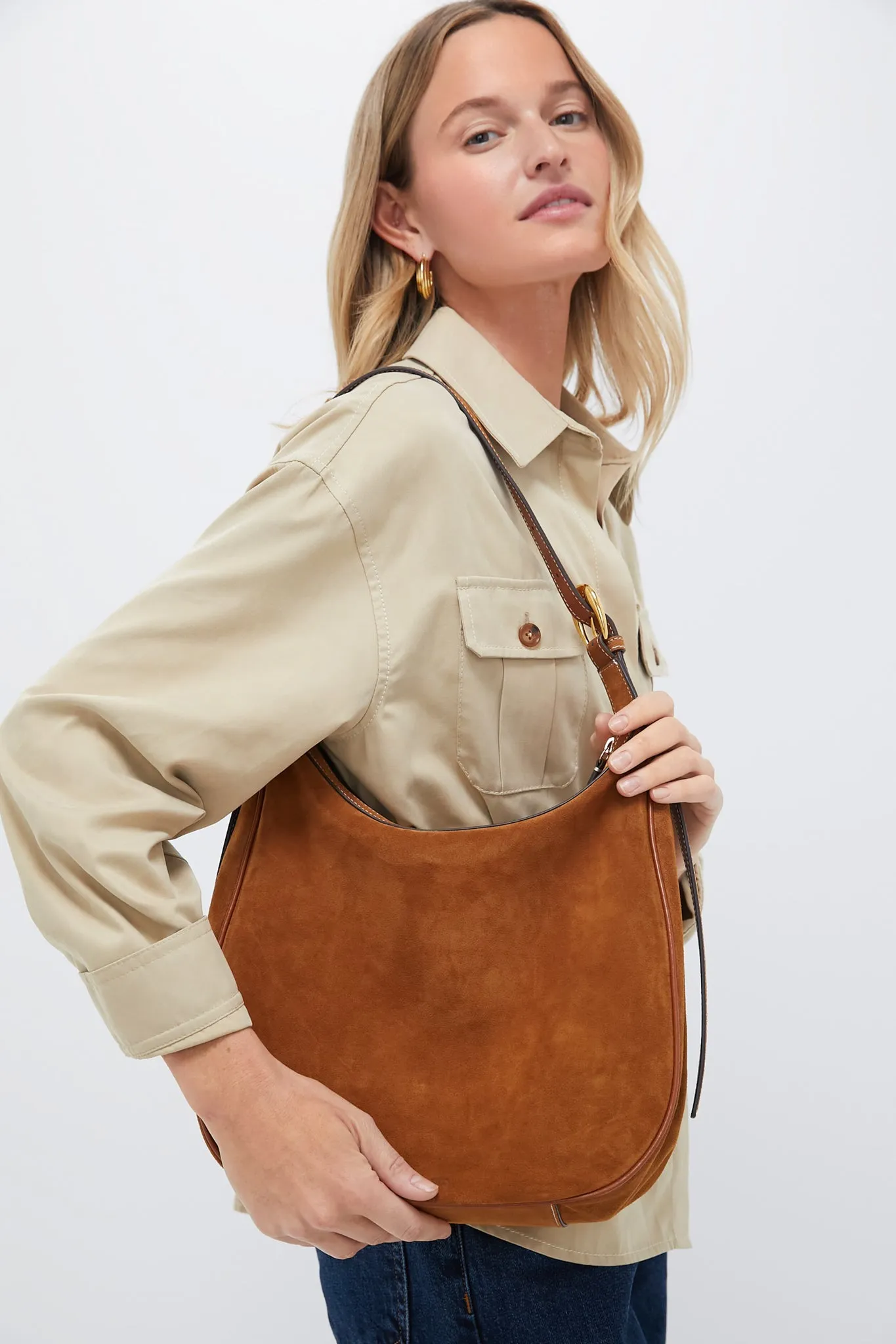Tan Suede Pine Hobo