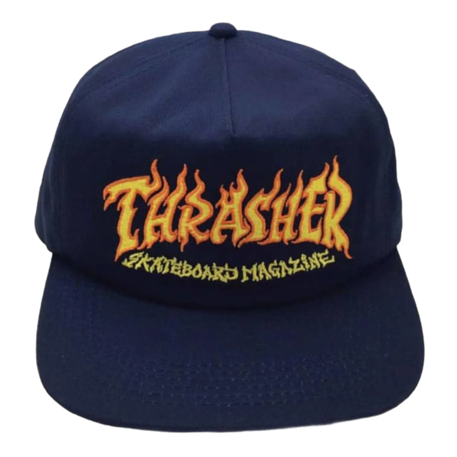 Thrasher Mag Fire Logo Snapback Hat Navy