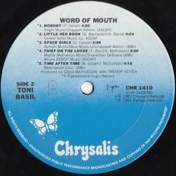 Toni Basil - Word Of Mouth (LP, Album, Ter) (NM or M-)