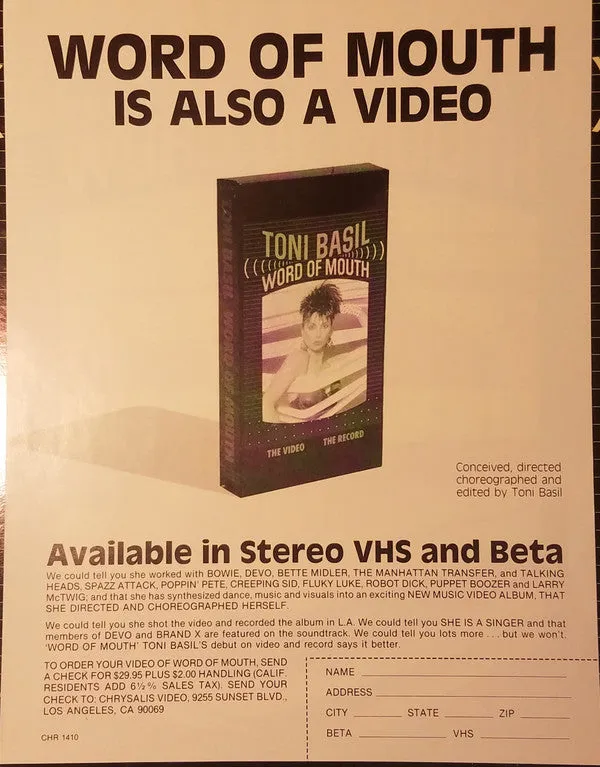 Toni Basil - Word Of Mouth (LP, Album, Ter) (NM or M-)