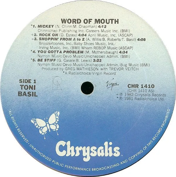 Toni Basil - Word Of Mouth (LP, Album, Ter) (NM or M-)