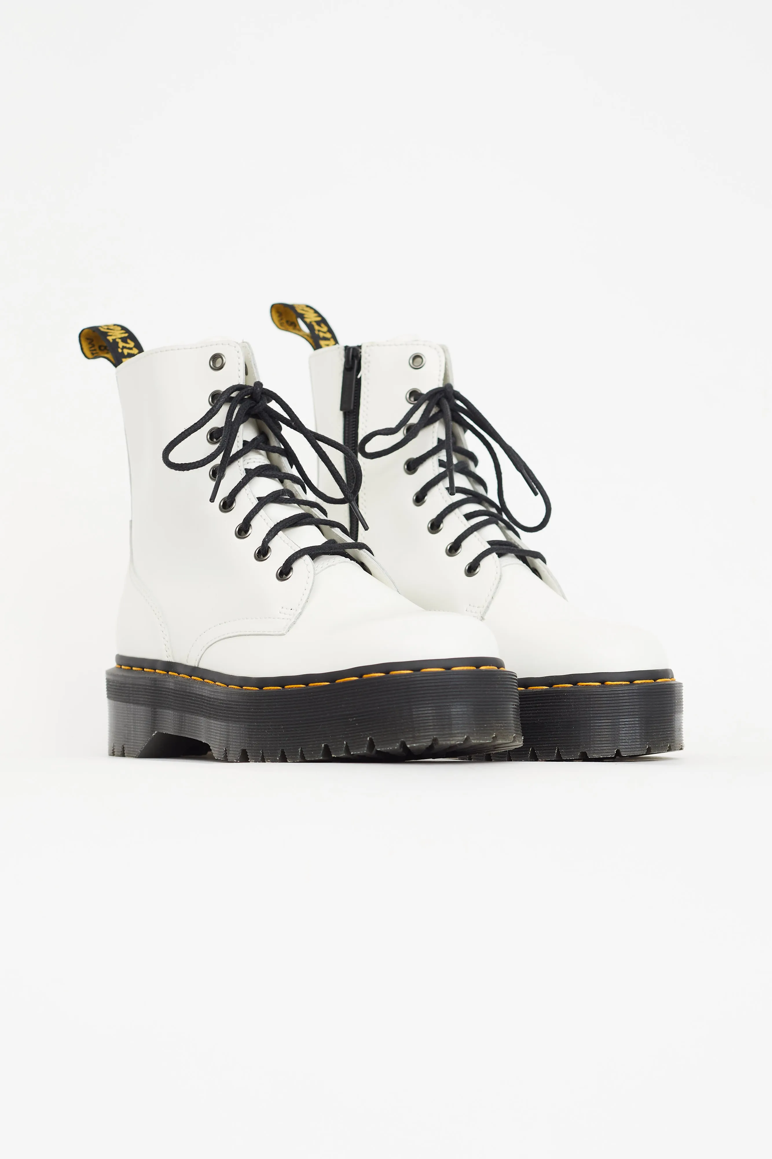 White Smooth Leather Jadon Platform Boot